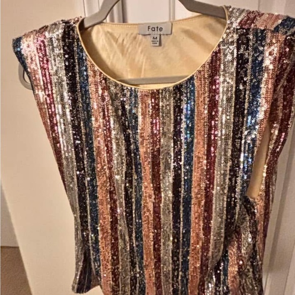 Fate Tops - Fate Silver and Gold Sequin Embellished Blouse